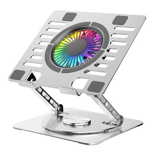 iDock Portable Folding Ergonomic Aluminum Alloy Height Angle Adjustable Laptop Stand Holder with USB Hub and Fan