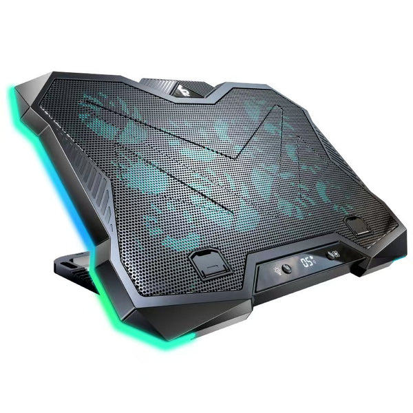 iDock Portable Folding 8 Level Heights Adjustable 10 Fans Laptop Cooling Pad with RGB Light Metal Laptop Cooler