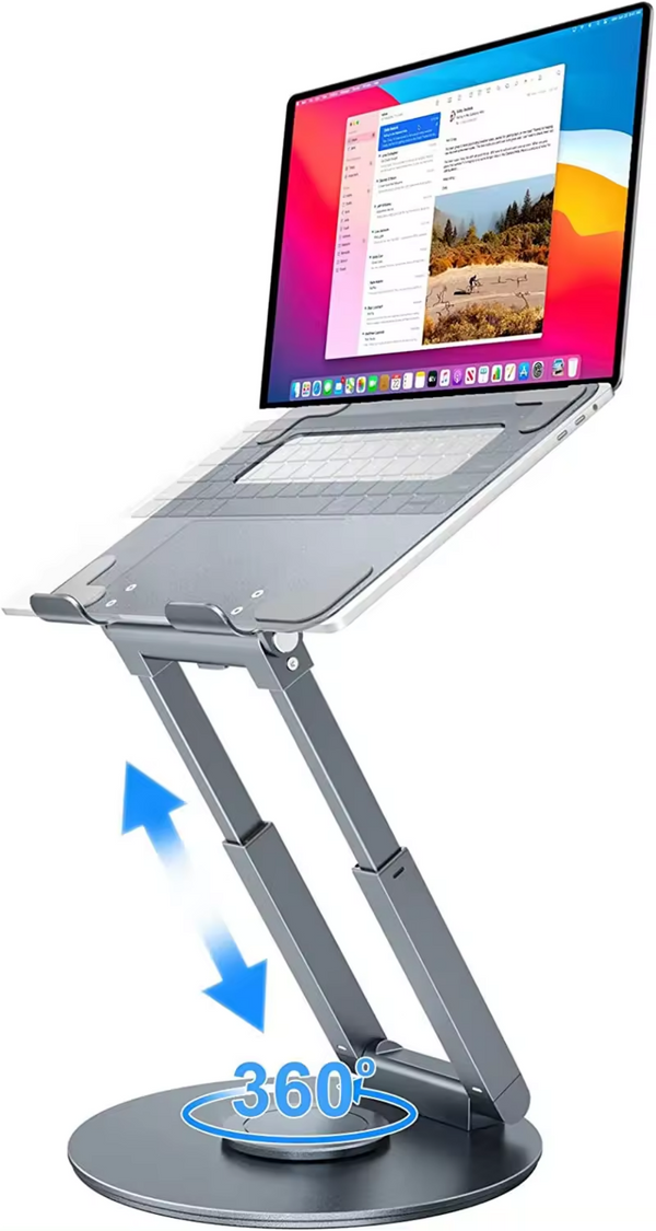 iDock Adjustable Ergonomic Sit to Stand Laptop Stand with 360 Swivel Base Computer Stand