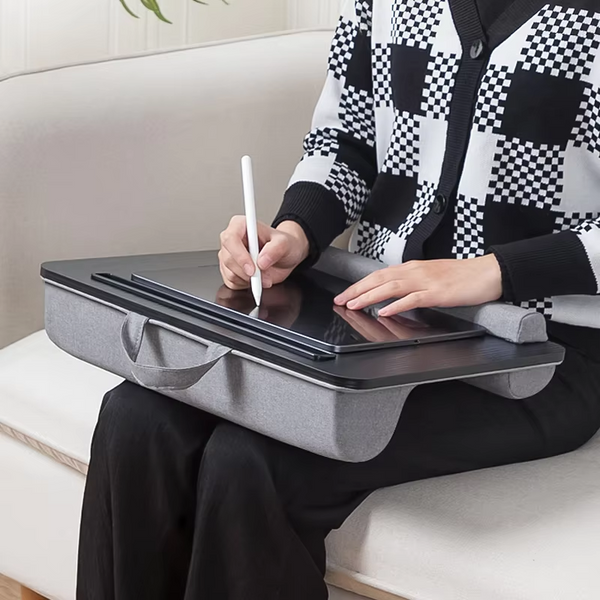 iDock Portable Lap Desk with Pillow Cushion Fits up to 15.6 Inch Laptop with Anti-Slip Strip for Office Students Use Lap Laptop Desk